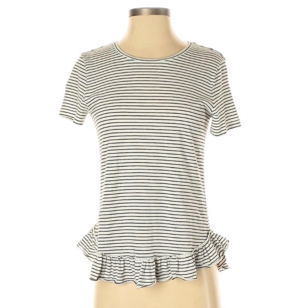 Banana Republic Striped Ruffle Tee tshirt top blouse cute summer beach